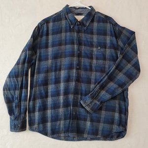 Original Weatherproof Vintage Blue Plaid Flannel Long Sleeve Men's Size XL